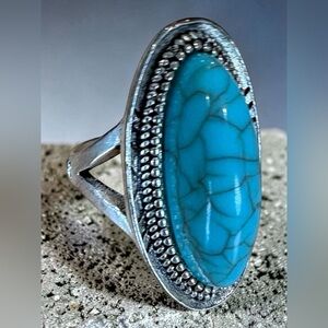 Boho Turquoise Statement Ring 
Chunky Silver Boho Festival Jewelry